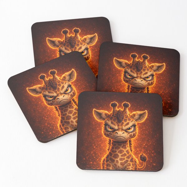 Item preview, Angry Giraffe | Cute Dark Cartoon Aesthetic (Fiery Orange Glow) designed and sold by ᗩᑎTOᑎ OᒪEKSIYEᑎKO.