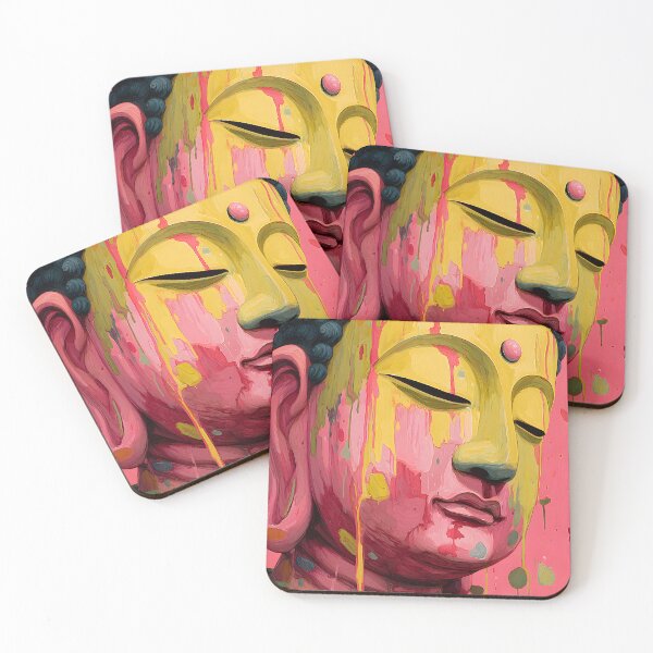 Item preview, Colorful Buddha Sculpture with Abstract Paint Drips designed and sold by Artessie.