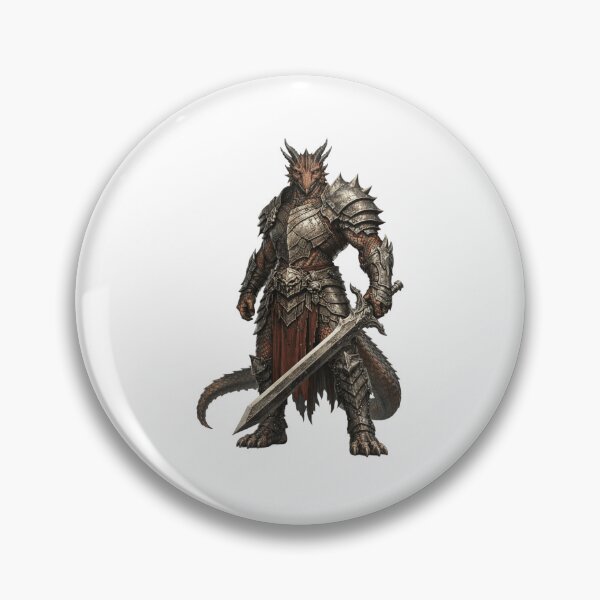 Item preview, Dragonborn Warrior Art — Armored Dragon Knight with Sword | Epic Dark Fantasy Illustration designed and sold by AlexLineArt.
