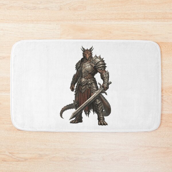 Item preview, Dragonborn Warrior Art — Armored Dragon Knight with Sword | Epic Dark Fantasy Illustration designed and sold by AlexLineArt.