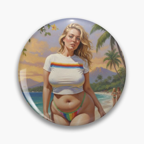Artikelvorschau, Eine umwerfend attraktive Blondine am Strand. entworfen und verkauft von Chubby Chase.
