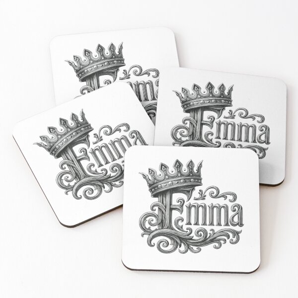 Item preview, Emma – Ornate Royal Lettering with Crown | Elegant Monochrome Design designed and sold by Williams Anderson.