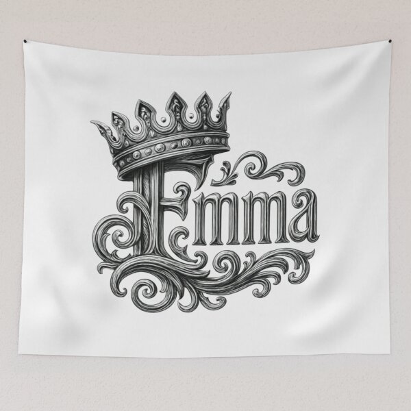 Item preview, Emma – Ornate Royal Lettering with Crown | Elegant Monochrome Design designed and sold by Williams Anderson.