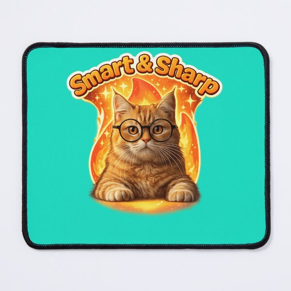 Item preview, Smart & Sharp Cat Illustration – Cute Nerd Cat with Glasses, Funny Animal Art designed and sold by ELVIN DESIGNS.