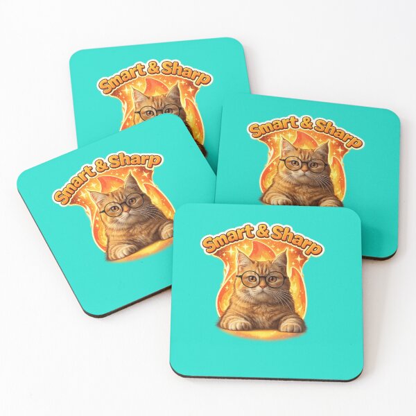 Item preview, Smart & Sharp Cat Illustration – Cute Nerd Cat with Glasses, Funny Animal Art designed and sold by ELVIN DESIGNS.