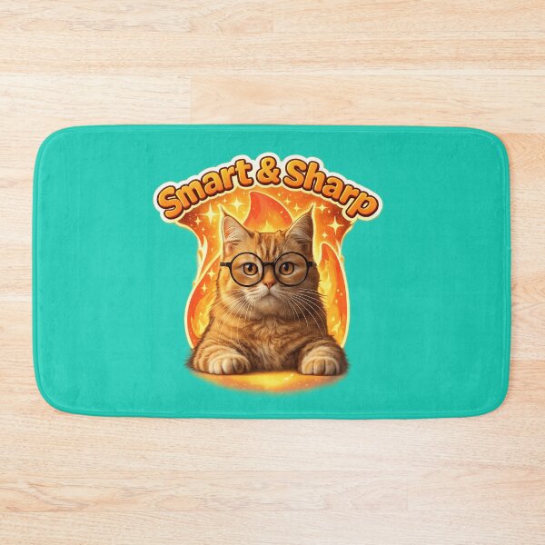 Item preview, Smart & Sharp Cat Illustration – Cute Nerd Cat with Glasses, Funny Animal Art designed and sold by ELVIN DESIGNS.