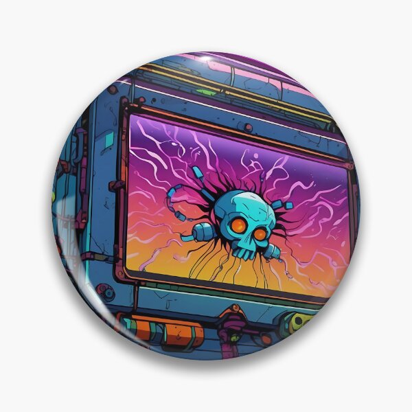 Item preview, Neon Warning System – Cyberpunk Skull Interface designed and sold by athanasioungr.