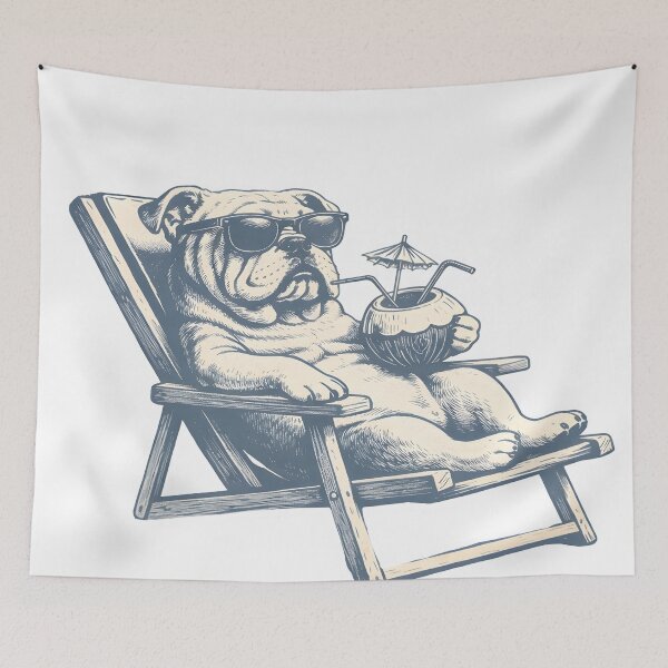Item preview, Cool bulldog, vacation, fun, sunbathing designed and sold by BulldogLoveClub.