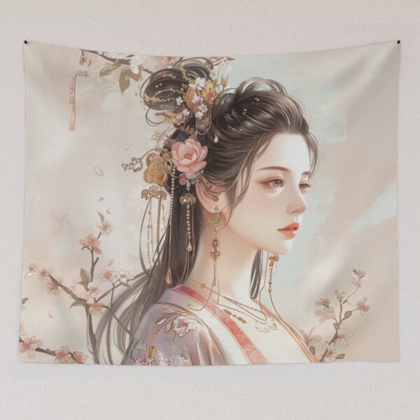 Item preview, Elegant Hanfu Girl with Cherry Blossoms designed and sold by IdeaSmith.