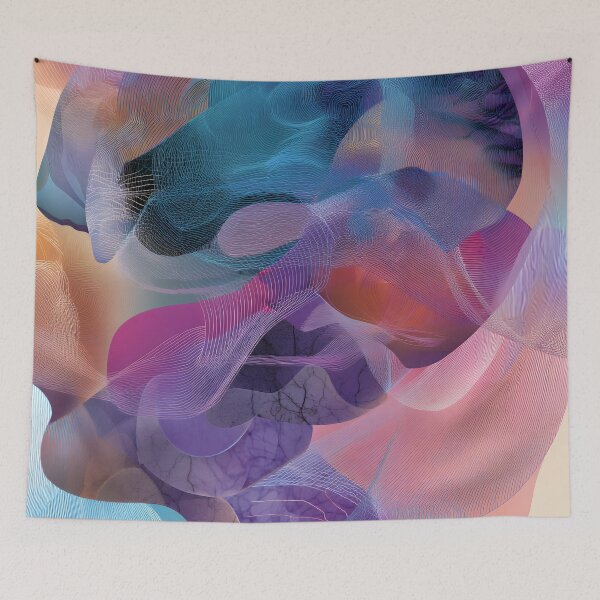 Item preview, Surreal Face in Rainbow Lines – Dreamy Abstract Portrait designed and sold by EK-World.