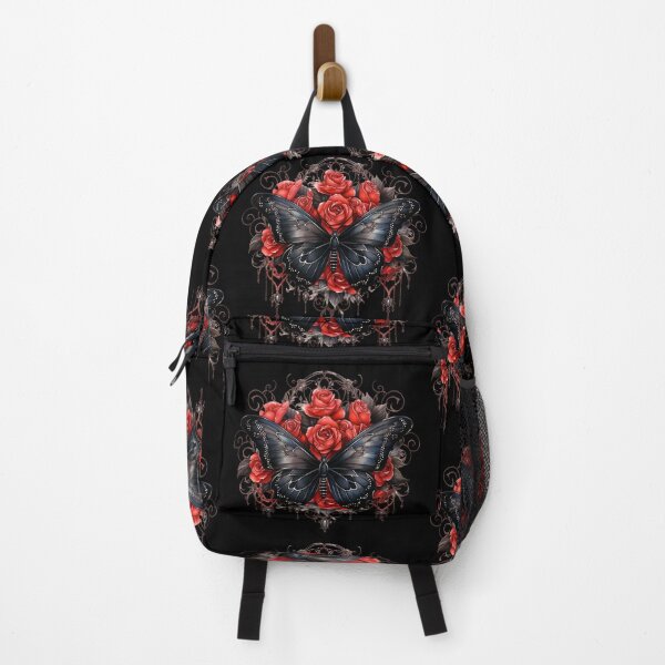 Item preview, Crimson Nocturne – Gothic Black Butterfly with Blood Red Roses designed and sold by TheInkRaven.