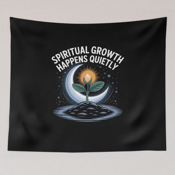 Item preview, Spiritual Growth Happens Quietly Crescent Moon Plant Night Quote designed and sold by MuniraWearify.
