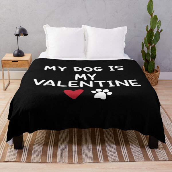 Item preview, My Dog Is My Valentine Heart and Paw Print white Typography designed and sold by helenostore.