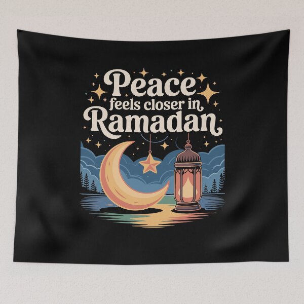 Item preview, Peace Feels Closer in Ramadan Crescent Moon Lantern Quote designed and sold by MuniraWearify.