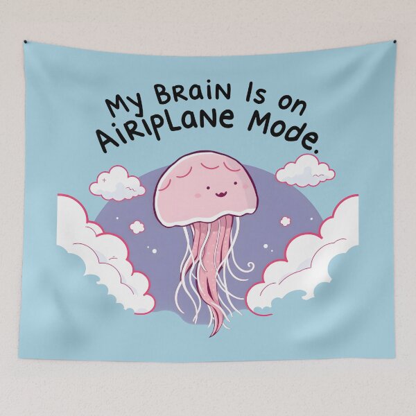Item preview, My Brain is on Airplane Mode - Funny Jellyfish Brain Fog Relatable Humor Design designed and sold by Amplify-n-Co.