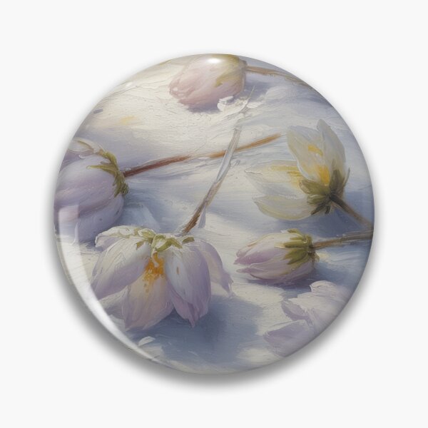 Item preview, White flowers on the snow,oil paint. designed and sold by elegantpaterns.