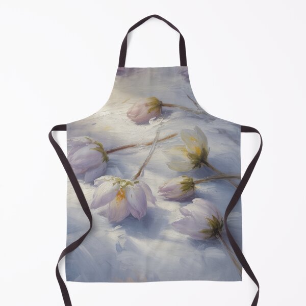 Item preview, White flowers on the snow,oil paint. designed and sold by elegantpaterns.