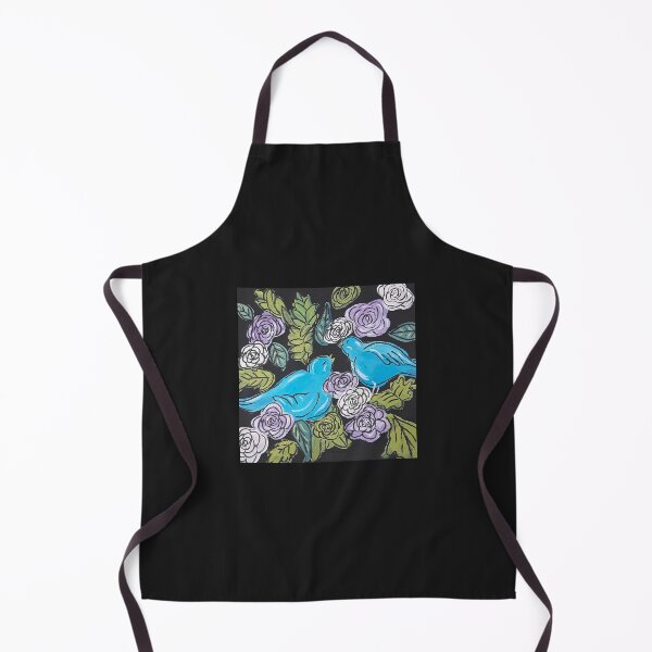 Item preview, Bluebirds Foraging Among Rose Bushes Acrylic Painting on Black Canvas designed and sold by ajoann.