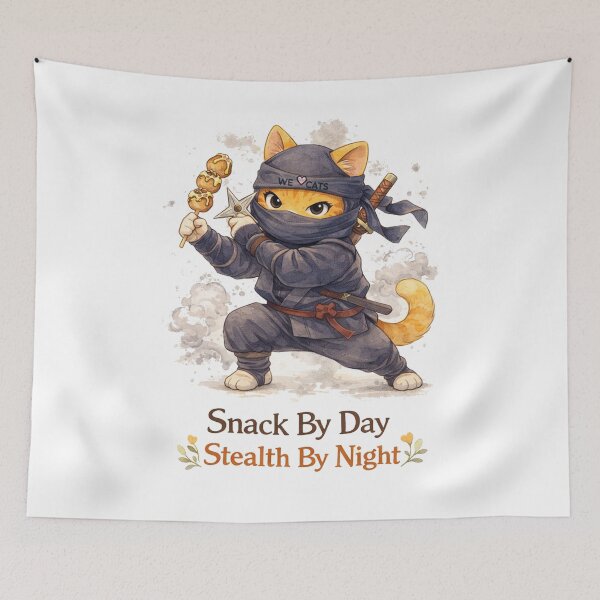 Item preview, Snack By Day, Stealth By Night – Ninja Cat! ❤️❤️❤️ designed and sold by WeLoveCatss.