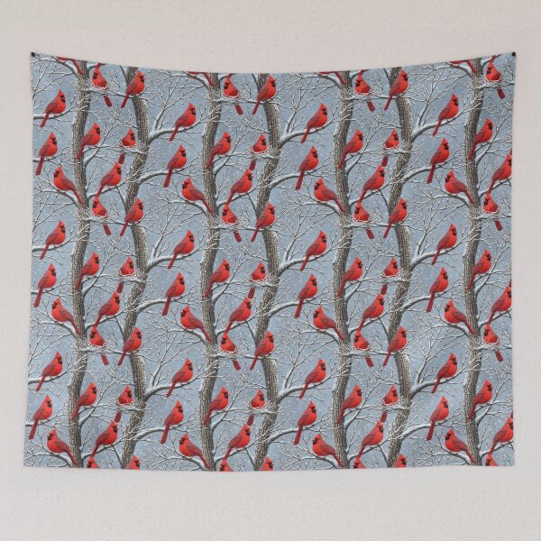 Item preview, Cardinals on Tree Branches in Snow, Red, White, Blue Gray designed and sold by TheTimeTaxi.