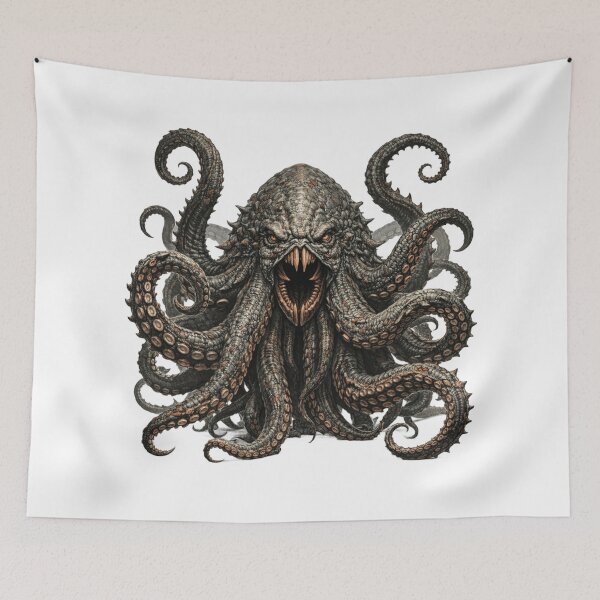 Item preview, Kraken Monster Art — Ancient Sea Beast with Tentacles | Dark Fantasy Illustration designed and sold by AlexLineArt.