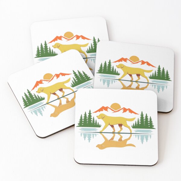 Item preview, Hiking Labrador Reflection – Mountain Lake Sunset Badge designed and sold by PawPrintCustom.