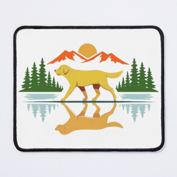 Item preview, Hiking Labrador Reflection – Mountain Lake Sunset Badge designed and sold by PawPrintCustom.