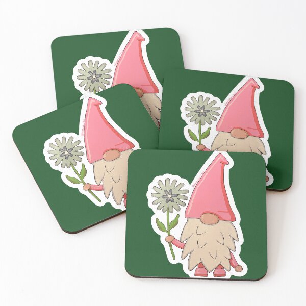 Item preview, pink gnome with flower designed and sold by Lavender Crow.