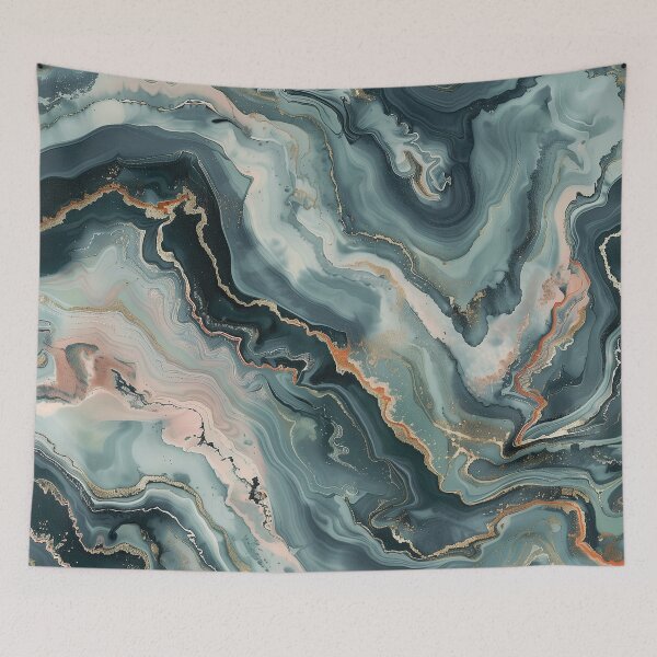 Item preview, Marble in petrol, sage & gold designed and sold by Letteraddicted.