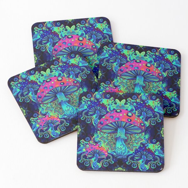 Item preview, Trippy Magic Mushroom Mandala - Neon Psychedelic Fungi Art designed and sold by TSE DESIGN.