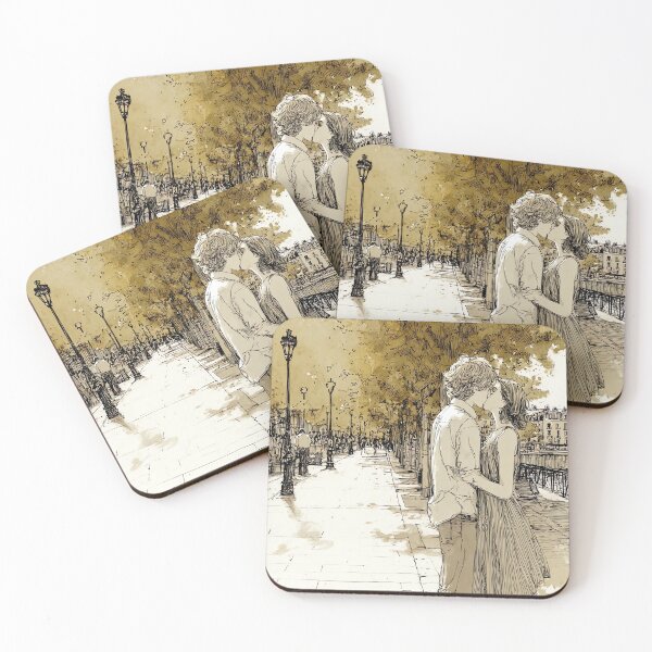 Item preview, River Romance - Couple Strolling by Autumn Trees Art designed and sold by Banal25.