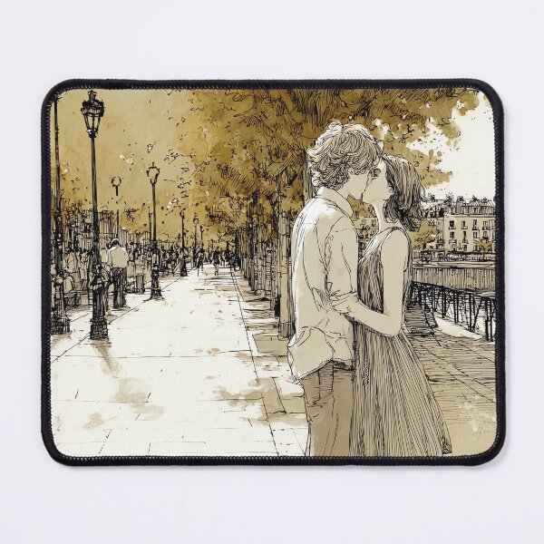 Item preview, River Romance - Couple Strolling by Autumn Trees Art designed and sold by Banal25.