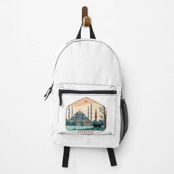 Item preview, Istanbul Blue Mosque and Black Cat - Vintage Travel Badge Illustration designed and sold by asliberry.