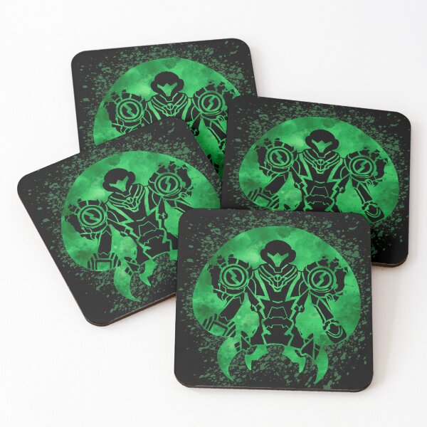Item preview, Samus con traje de gravedad Metroid Dread dentro de un Metroid verde con salpicaduras de pintura designed and sold by Goolsby-Designs.