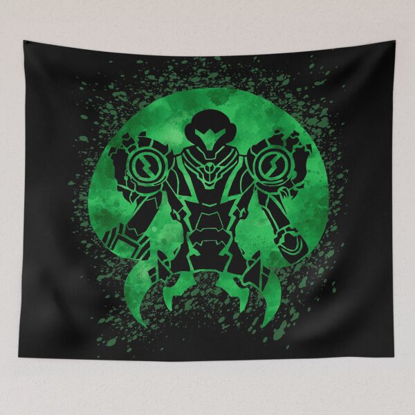 Item preview, Samus in Metroid Dread Gravity Suit inside Green Metroid with Paint Splatter designed and sold by Goolsby-Designs.