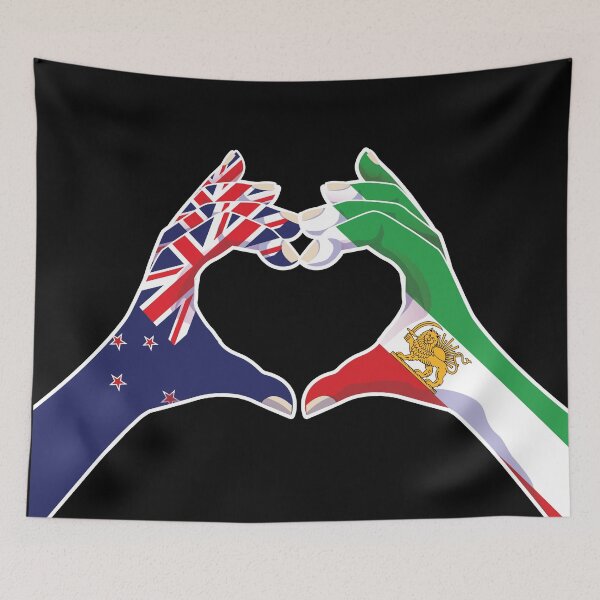 Item preview, New Zealand–Iranian Unity | Heart Hands with Lion and Sun designed and sold by FlagX.
