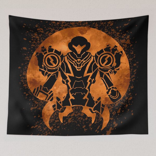 Item preview, Samus in Metroid Dread Gravity Suit inside Orange Metroid with Paint Splatter designed and sold by Goolsby-Designs.