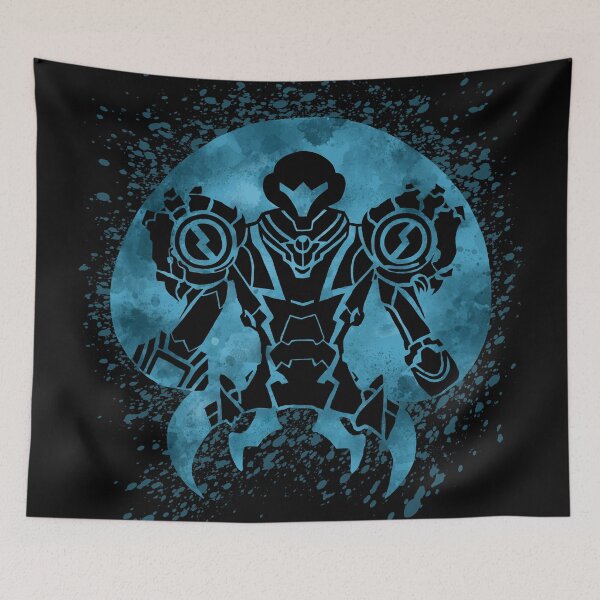 Item preview, Samus in Metroid Dread Gravity Suit inside Cyan Metroid with Paint Splatter designed and sold by Goolsby-Designs.