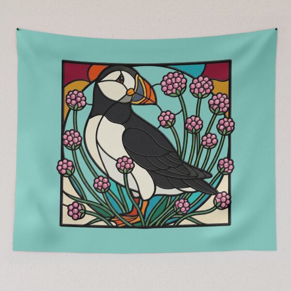 Item preview, Atlantic Puffin Sea Thrift Art designed and sold by BirdsnStuff.
