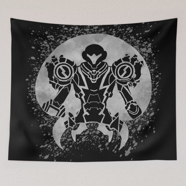 Item preview, Samus in Metroid Dread Gravity Suit inside White Metroid with Paint Splatter designed and sold by Goolsby-Designs.