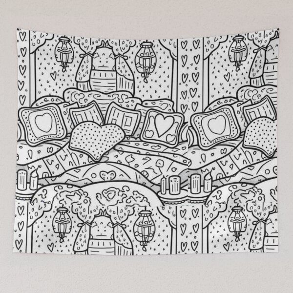 Item preview, Part 2 Cozy Hearts Coloring Page – Relaxing Black and White Line Art designed and sold by Kookyclan.