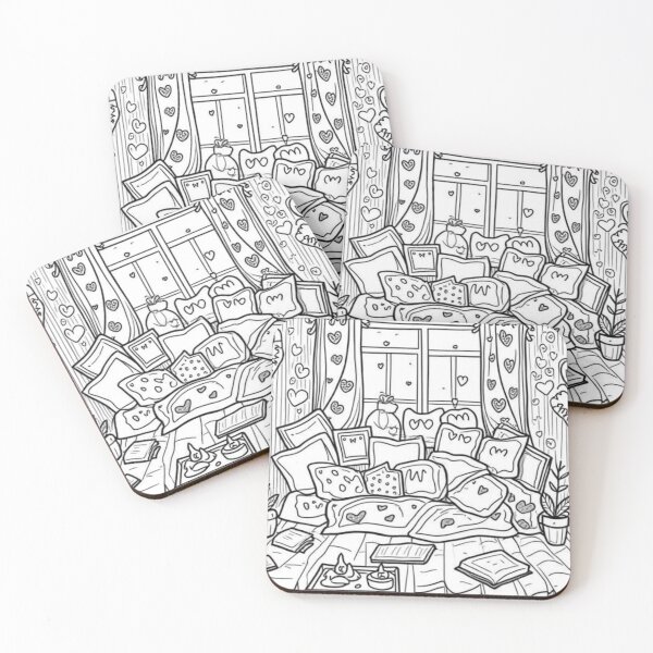Item preview, Part 3 Cozy Hearts Coloring Page – Relaxing Black and White Line Art designed and sold by Kookyclan.