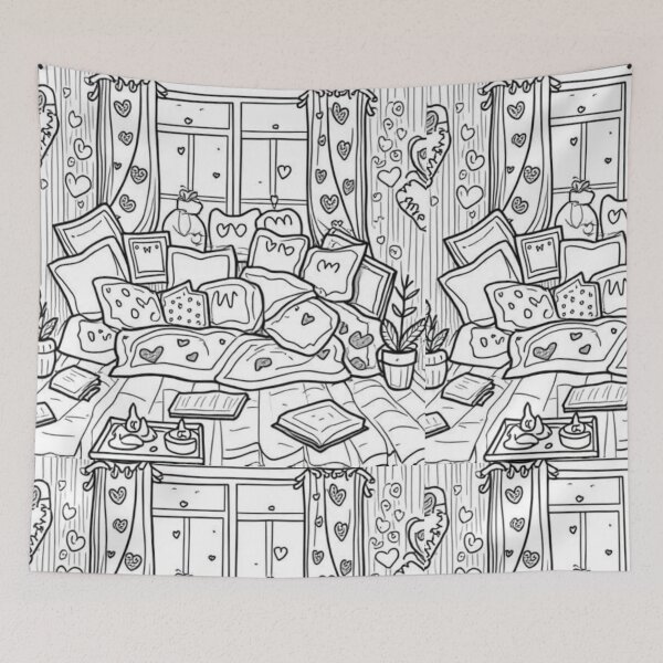 Item preview, Part 3 Cozy Hearts Coloring Page – Relaxing Black and White Line Art designed and sold by Kookyclan.