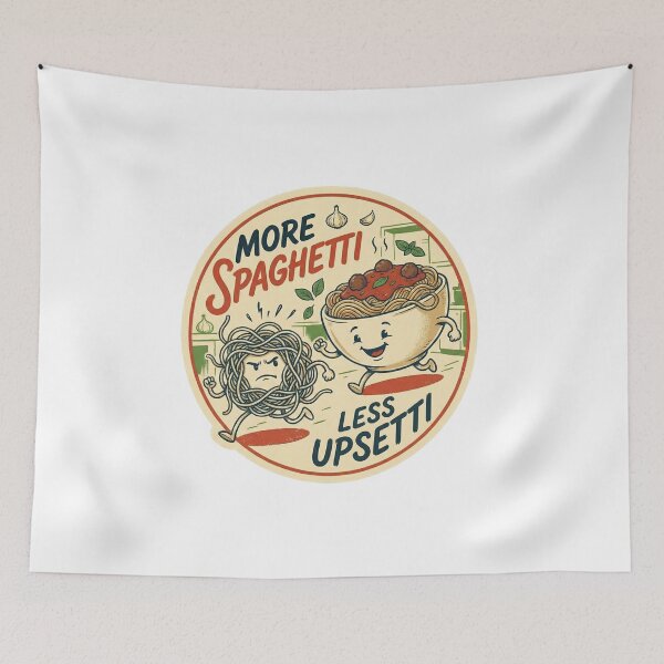 Item preview, More Spaghetti Less Upsetti - Funny Retro Pasta Pun designed and sold by Chejen Charity.