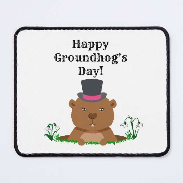 Item preview, Happy Groundhog Day Groundhog in Top Hat with Snowdrops designed and sold by spinningvisions.