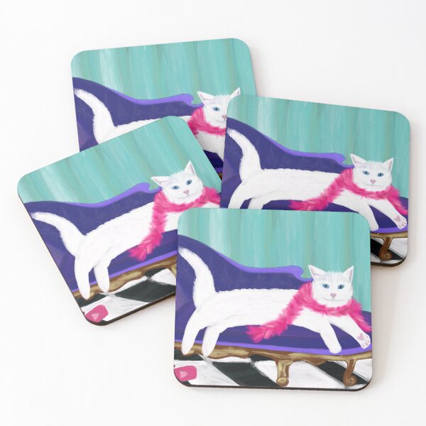 Item preview, Turkish Angora Cat Lounging on Chaise designed and sold by KenzieDesigns99.