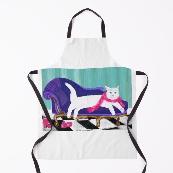 Item preview, Turkish Angora Cat Lounging on Chaise designed and sold by KenzieDesigns99.