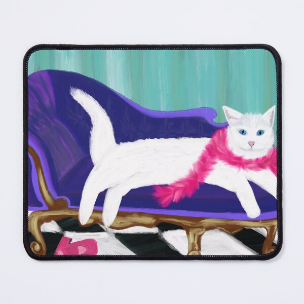 Item preview, Turkish Angora Cat Lounging on Chaise designed and sold by KenzieDesigns99.