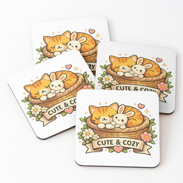 Item preview, Cute Cat and Bunny Sleeping Cozy designed and sold by TrendlyStudio.
