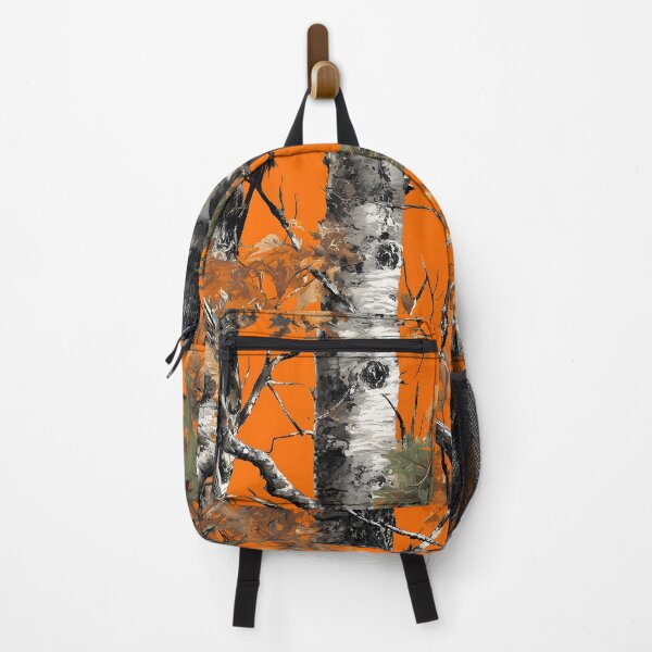 Item preview, Vibrant Orange Camouflage Nature Forest Pattern with Birch Trees, Autumn Leaves and Woodland Camouflage designed and sold by meganohm.